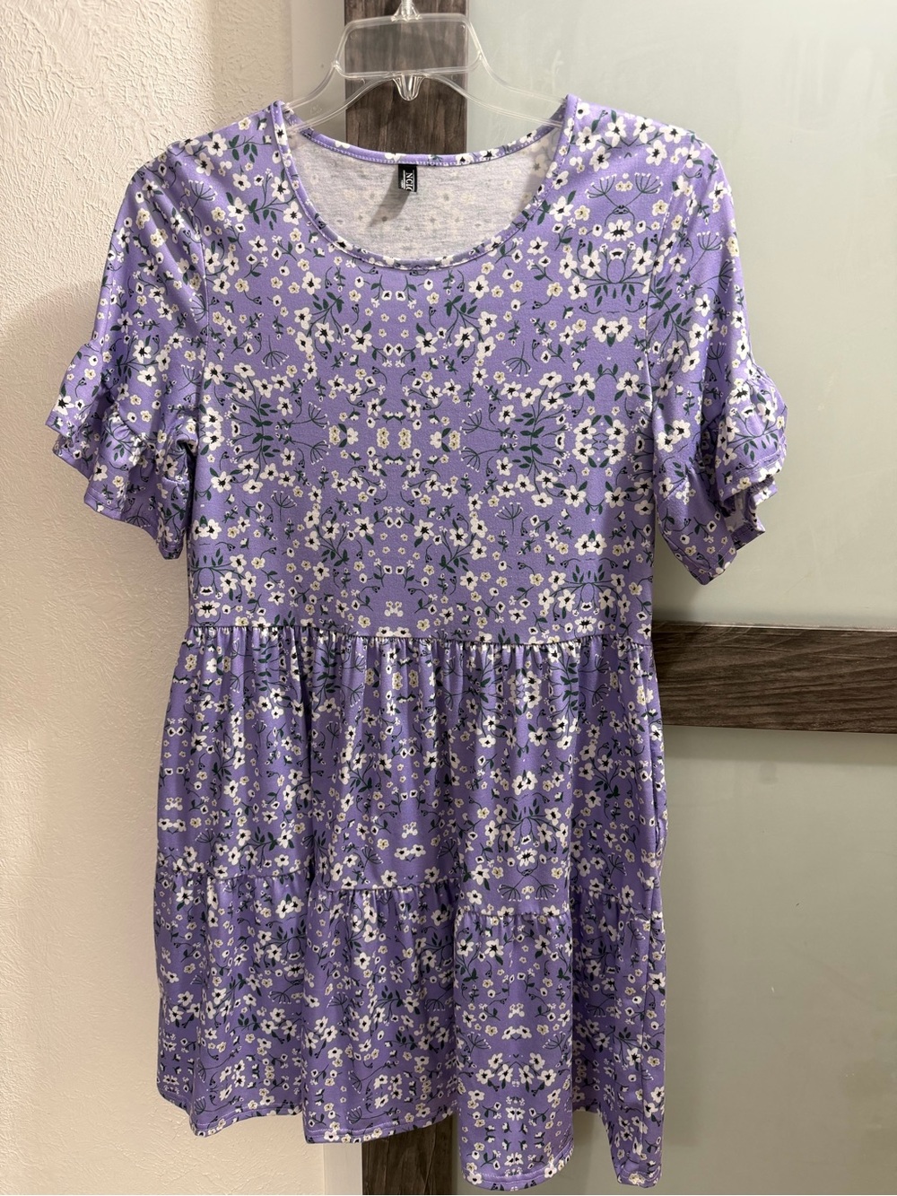 Lilac Floral Tiered Midi Dress - Women's
